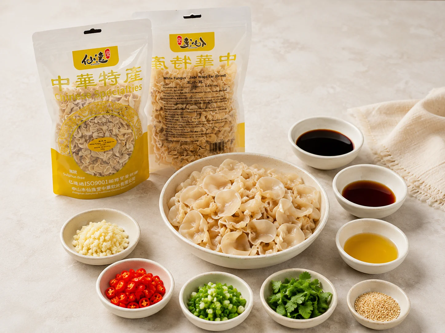 Jade Wood Ear Cold Salad ingredients — Xianyitang bags and condiments
